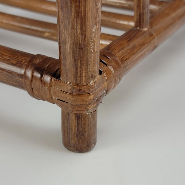 Bamboo Magazine Book Rack Holder Petite Bent Wood Rattan For Sale - Image 11 of 11