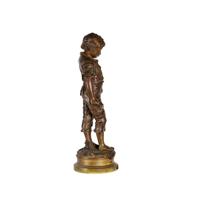 Metal Charles Anfrie, Boy Sculpture, 1800s, Bronze For Sale - Image 7 of 11