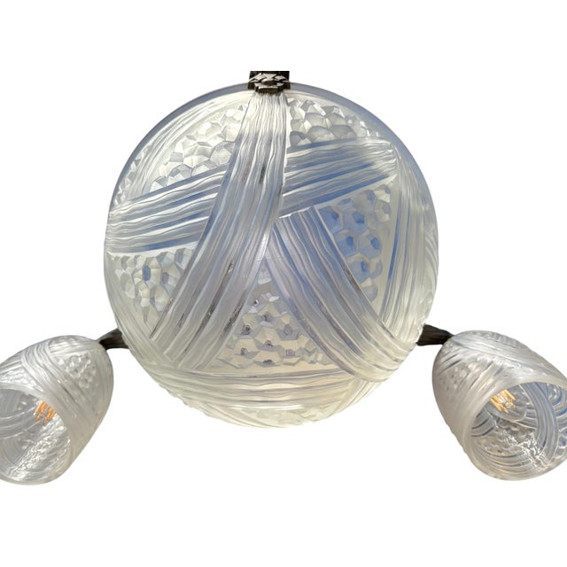 Early 20th Century Early 20th Century French Art Deco Pendant Chandelier Signed by Hanots For Sale - Image 5 of 10