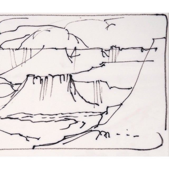 Late 20th Century Grand Canyon Plateau - Line Drawing Landscape in Ink on Paper by Laurence Sisson For Sale - Image 5 of 5