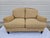 Wood Ethan Allen Tan Rolled Arm Down Filled Loveseat For Sale - Image 7 of 17