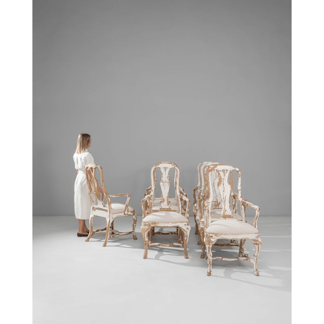 20th Century Swedish Rococo Revival Wood Patinated Dining Chairs - Set of 8 For Sale - Image 17 of 18