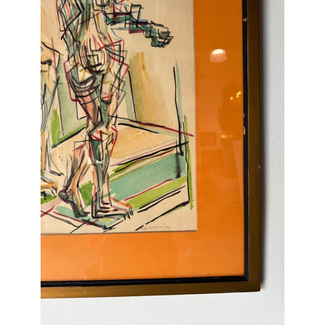 1960s 1966 Vintage Abstract Watercolor on Paper Painting, Framed For Sale - Image 5 of 12