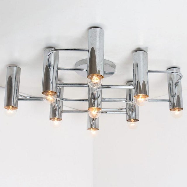 1970s Geometric Silver Chrome Leola Flush Mount, 1970s For Sale - Image 5 of 12