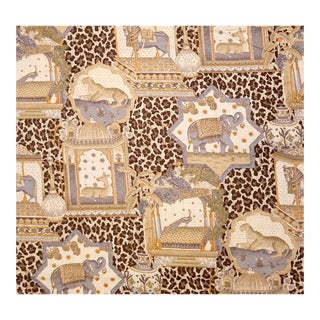 Vintage Braemore Moroccan Cameo Safari Animal Print Cotton Fabric- 4.25 Yards For Sale