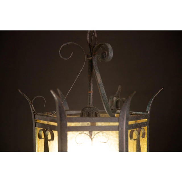 1960s Vintage Italian Iron and Glass Lantern, 1960s For Sale - Image 5 of 11