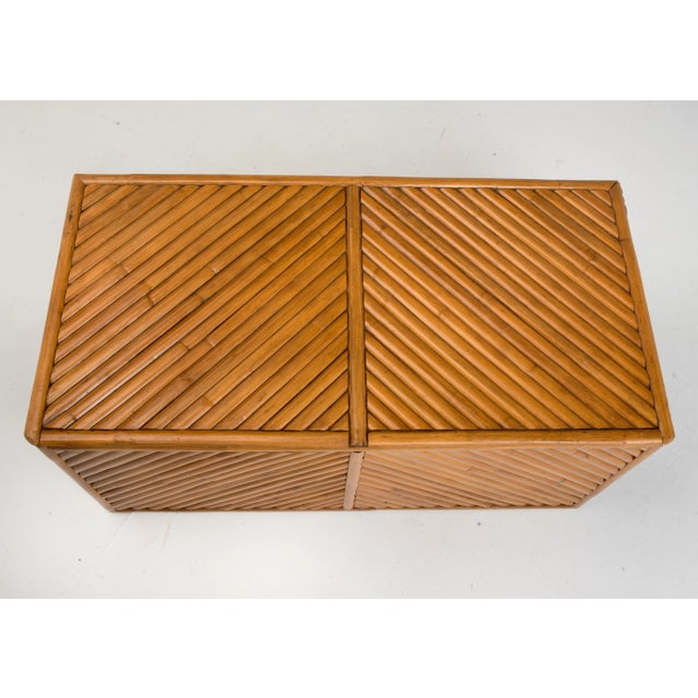 Vintage Split Reed Rattan Bench Boho 1980s For Sale - Image 9 of 13