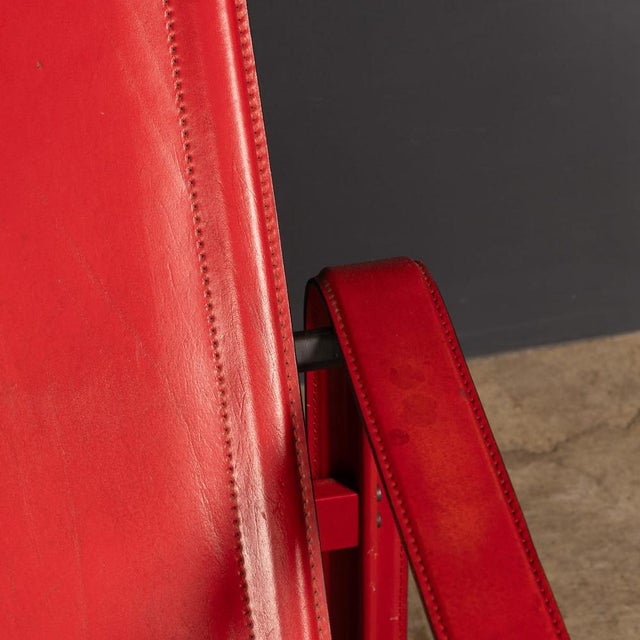 20th Century Italian Red Leather Chair by Toussaint & Angeloni for Matteo Grassi, 1970 For Sale - Image 17 of 18