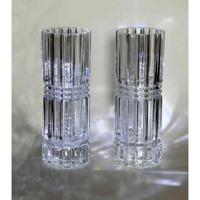 Mid 20th Century Vintage French Vases Cut Glass Lead Crystal - A Pair For Sale - Image 5 of 9