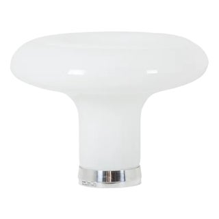 Table Lamp in Opaline and Chrome Metal by Angelo Mangiarotti, 1980s For Sale