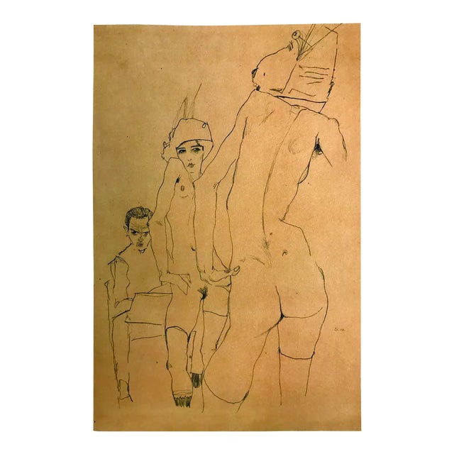 Schiele Lithograph 10 Drawing Model in Front of Mirror For Sale