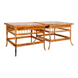 Mid-20th Century Refinished Brighton Pavilion Style Bamboo Chippendale Side Tables – Pair For Sale