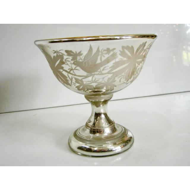 Late 19th Century Antique Mercury Glass Silver Hand Painted Vase For Sale - Image 5 of 5
