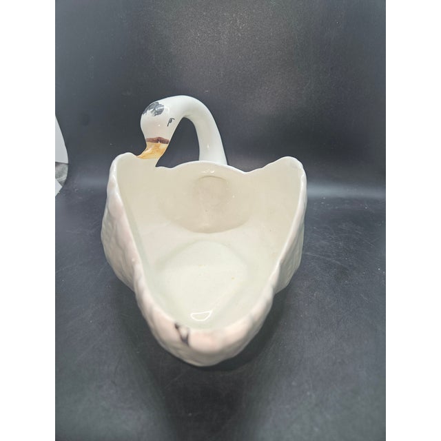 Mid Century Italian Santucci Deruta Ceramic Swan Planter