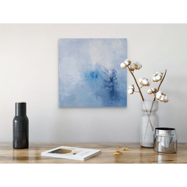Original Abstract Blue Grey Canvas Wall Art Painting Chairish
