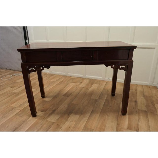 Gold Oriental Red Lacquered Writing Table For Sale - Image 8 of 10