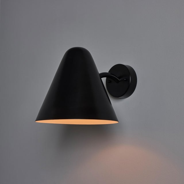 Black Mid-Century Modern 'ZuZu' Black Painted Brass Wall Sconce in the Style of Jacques Biny For Sale - Image 8 of 18