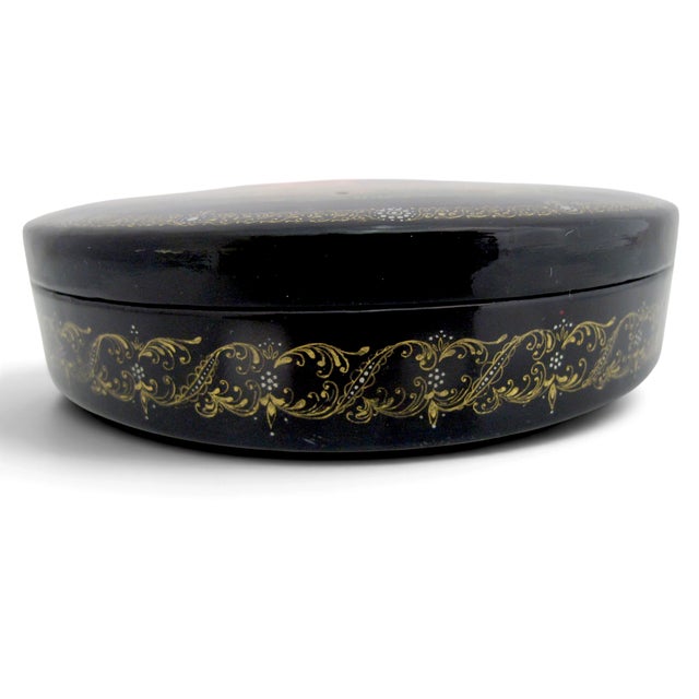 Russian Fairy Tale Dead Princess & 7 Bogatyrs Hand Painted Lacquer Box For Sale - Image 4 of 8