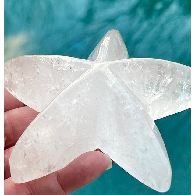 Modern Hand-Carved Brazilian Quartz Crystal Starfish For Sale - Image 3 of 4