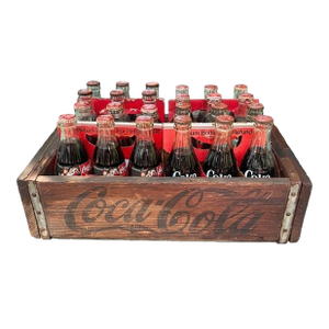 Vintage Coca-Cola Bottling Company Los Angeles Wood Crate With Glass Bottles & Carriers