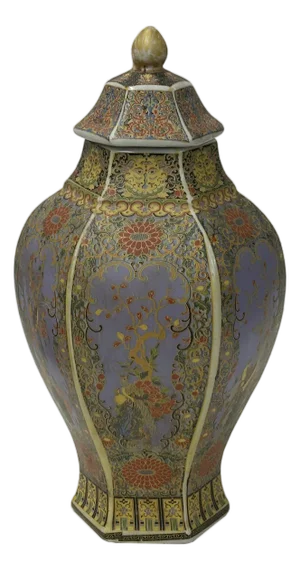 Chinese Porcelain Hexagonal Pagoda Vase With Lid – Floral & Bird Motif