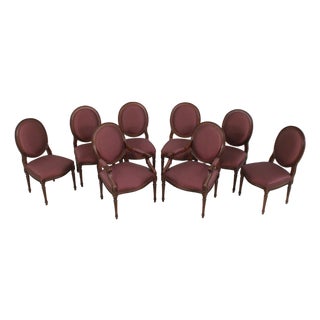 Set of 8 French Louis XVI Style Upholstered Dining Chairs For Sale