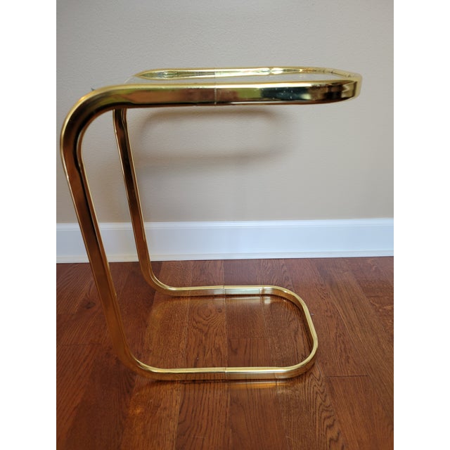 Milo Baughman Mid-Century Modern Milo Baughman Style Brass Side Tables - a Pair For Sale - Image 4 of 11