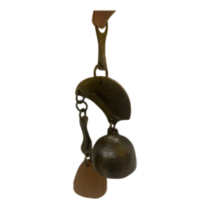 Vintage Richard Fisher / u.s. Bells Modernist Cast Bronze & Hardwood Wind Bell