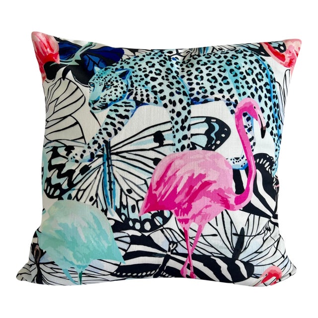 Contemporary It’s a Jungle Out There Tropical Animal Pillow Cover For Sale