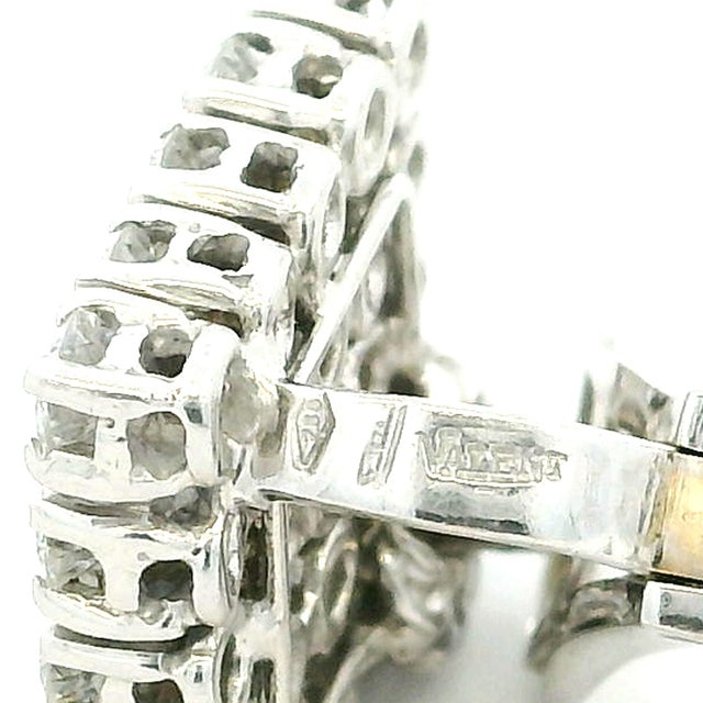 1990s Pair of Italian 18k White Gold 5 Carat Diamond Pavé Cluster Earrings For Sale - Image 13 of 18