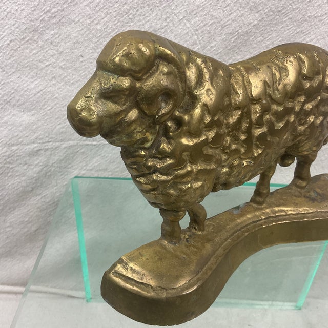 Metal Antique Brass English Sheep Doorstop For Sale - Image 7 of 7