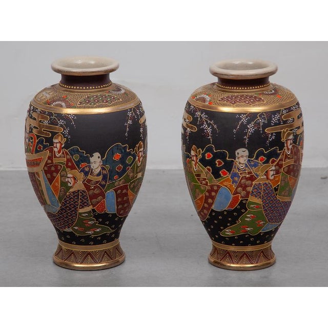 1920s Japonisme Satsuma Vases in Ceramic, Japan, 1920, Set of 2 For Sale - Image 5 of 9