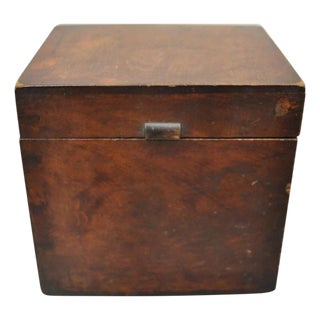 Antique English Victorian Dovetailed Walnut Tea Caddy Small Desk Trinket Box For Sale