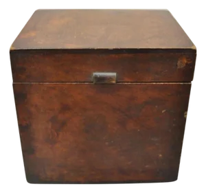 Antique English Victorian Dovetailed Walnut Tea Caddy Small Desk Trinket Box