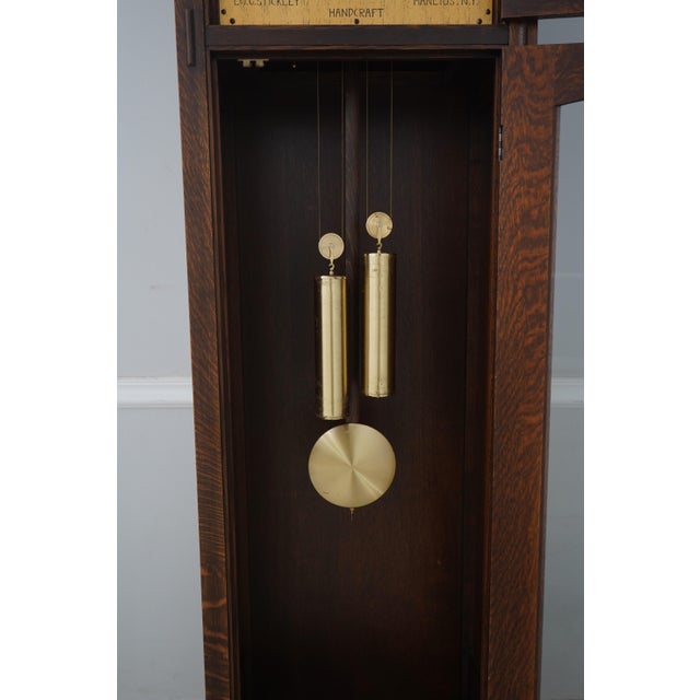 Wood Stickley Mission Oak Arts & Crafts Grandfather Clock For Sale - Image 7 of 12