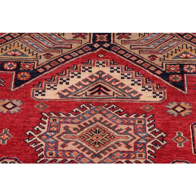 Textile Rustic Super Kazak Red/Ivory Wool Rug - 5'11'' X 7'4'' For Sale - Image 7 of 8