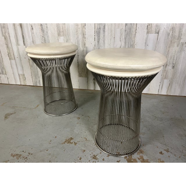 Chrome and Leather Platner Style Stools For Sale - Image 11 of 12