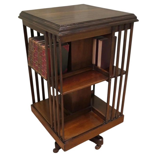 Brown Revolving Library Bookcase, 1930 For Sale - Image 8 of 8