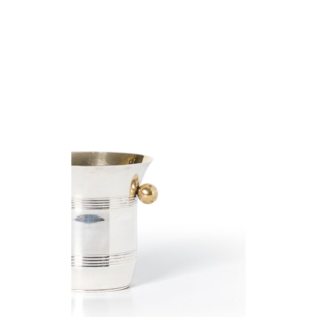 Art Deco 1940s Chrome and Brass Ice Bucket For Sale - Image 3 of 3
