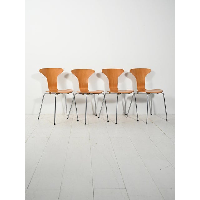 Set of 4 "Mosquito" chairs (FH1305) designed by Arne Jacobsen for Fritz Hansen, Danish production 1968–69. This iconic set...