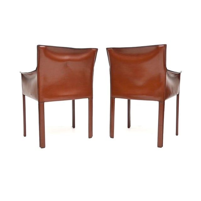 Vintage Italian Leather Armchairs by Enrico Pellizzoni, 1980, Set of 2 For Sale - Image 6 of 11