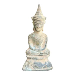 Circa 19th Century Bronze Buddha Altar Figurine Southeast Asia