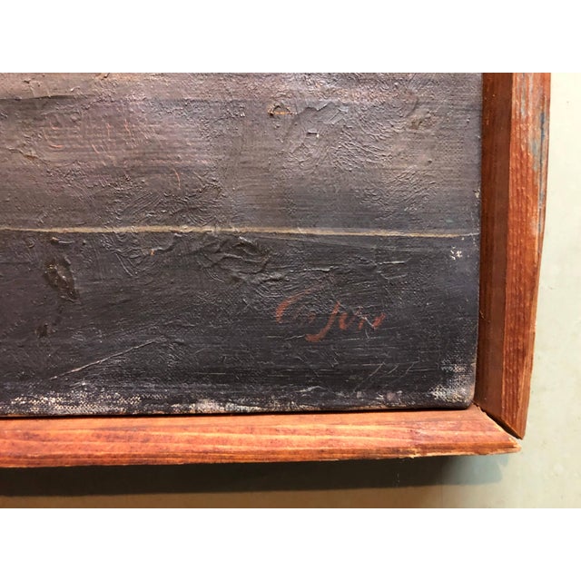 Abstract oil painting titled Moon Light. it is signed in hebrew. it is not dated. inscription in Hebrew refers to a museum...