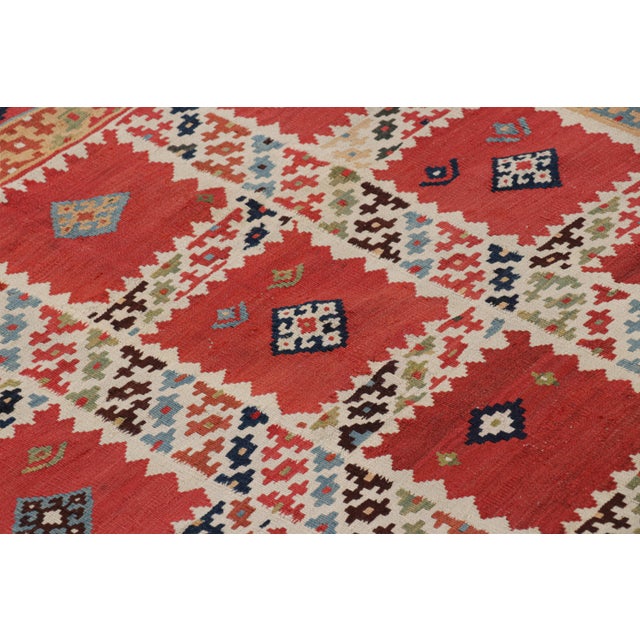 Tribal Vintage Kilim in Red With Polychromatic Geometric Patterns, From Rug & Kilim For Sale - Image 3 of 7