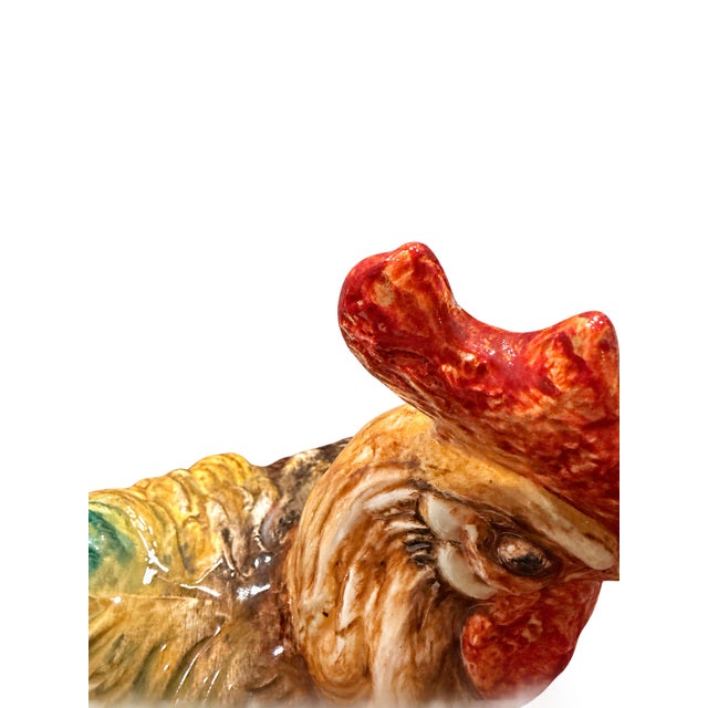 1950s Mid-20th-Century Glazed Ceramic Rooster Figurine For Sale - Image 5 of 7