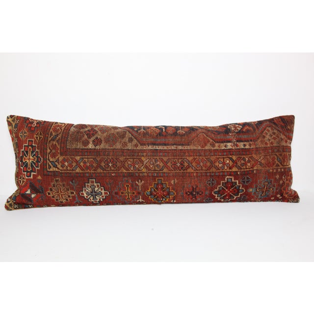 Tribal Antique Vintage Tribal Handwoven Wool Lumbar Pillow -16'' X 46'' For Sale - Image 3 of 11