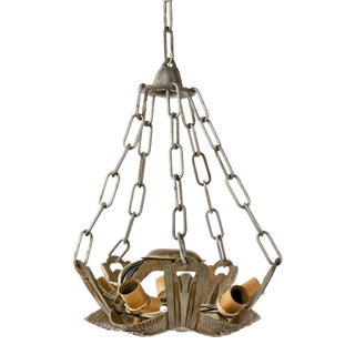 Vintage Art Deco Slip Glass Shade Chandelier Body - No Glass For Sale