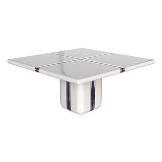 "Armonia" Table With Stainless Steel and Bronze Details, Handmade For Sale