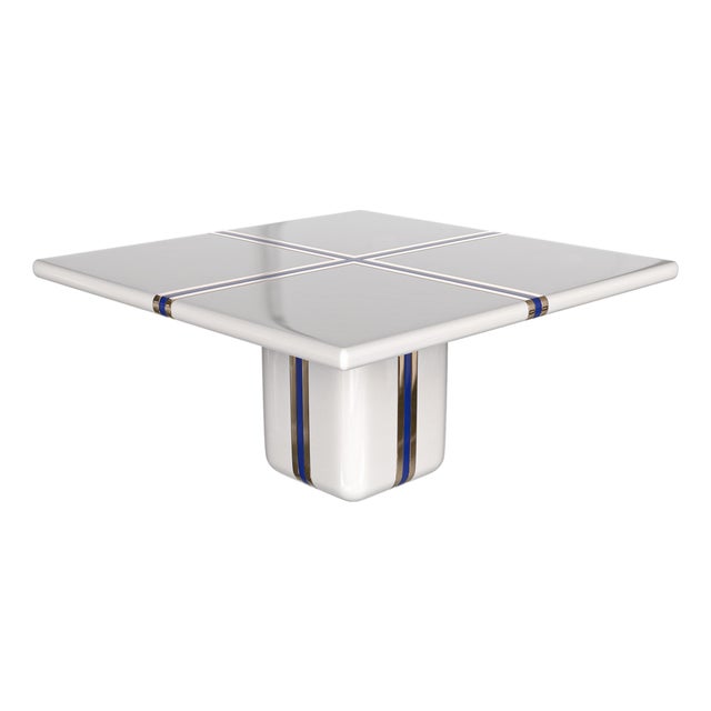"Armonia" Table With Stainless Steel and Bronze Details, Handmade For Sale
