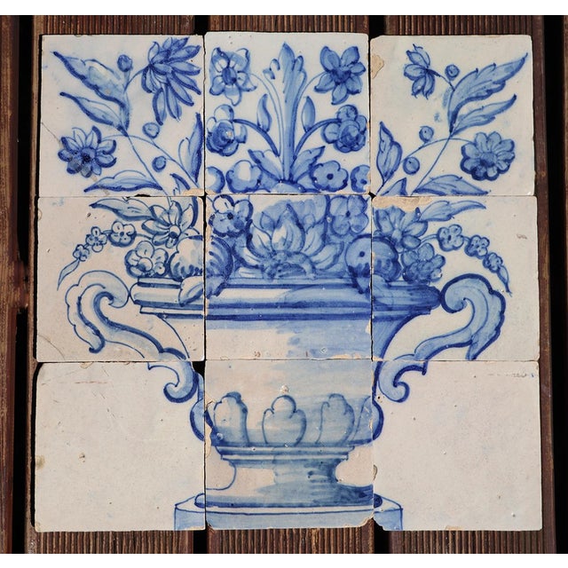 Circa: 18th Century. Country: Portugal. Material: Earthenware, Tin-glazed pottery. Item condition: Two tiles with repairs....